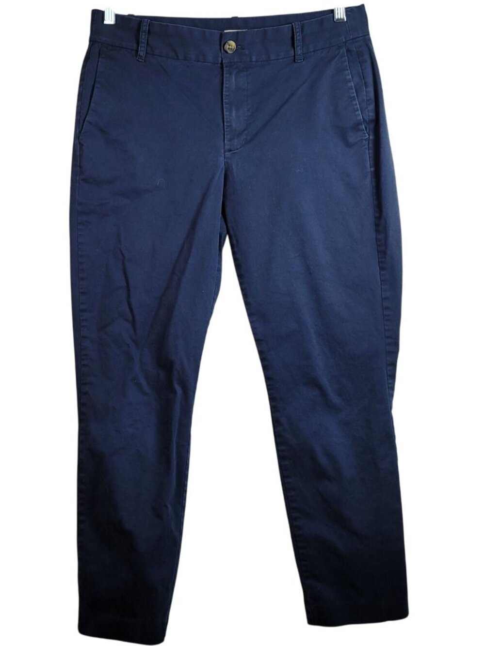 J. Crew Women Stretch Chino Pants Blue SZ 8 Flat PocketsZip Taper Mid Rise G9183